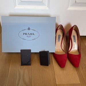 PRADA Suede Red Pumps Size 40